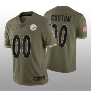 Men Pittsburgh Steelers Active Player Custom 2022 Olive Salute To Service Limited Stitched Jersey