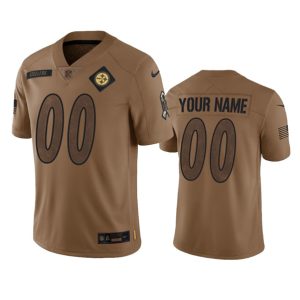 Men Pittsburgh Steelers Active Player Custom 2023 Brown Salute To Setvice Limited Football Stitched Jersey