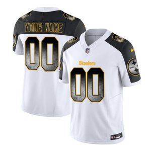 Men Pittsburgh Steelers Active Player Custom White/Black 2023 F.U.S.E. Smoke Vapor Untouchable Limited Stitched Jersey