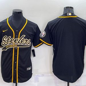 Men Pittsburgh Steelers Blank Black With Patch Cool Base Stitched Baseball Jersey