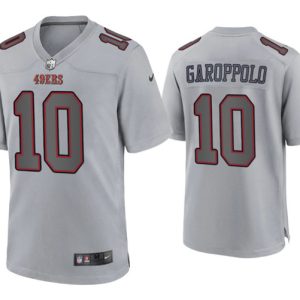 Men San Francisco 49ers #10 Jimmy Garoppolo Gray Atmosphere Fashion Stitched Game Jersey