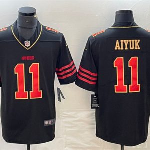 Men San Francisco 49ers #11 Brandon Aiyuk Black Gold Stitched Jersey