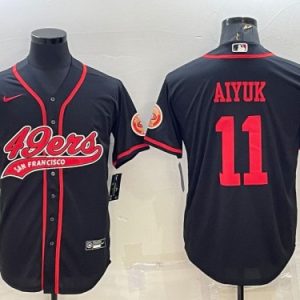 Men San Francisco 49ers #11 Brandon Aiyuk Black With Patch Cool Base Stitched Baseball Jersey