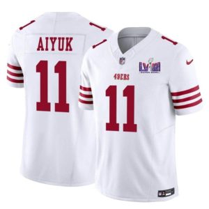 Men San Francisco 49ers #11 Brandon Aiyuk White 2024 F.U.S.E. Super Bowl LVIII Patch Vapor Untouchable Limited Football Stitched Jersey