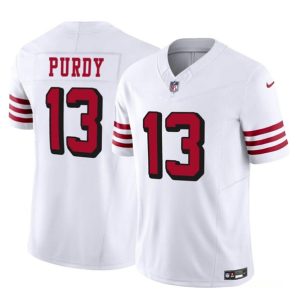 Men San Francisco 49ers #13 Brock Purdy 2023 F.U.S.E. White Vapor Untouchable Limited Football Stitched Jersey