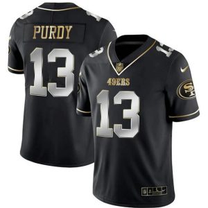 Men San Francisco 49ers #13 Brock Purdy Black Gold Stitched Jersey