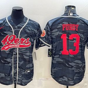 Men San Francisco 49ers #13 Brock Purdy Grey Camo With Patch Cool Base Stitched Jersey