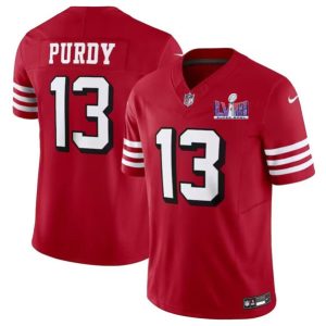 Men San Francisco 49ers #13 Brock Purdy New Red 2024 F.U.S.E. Super Bowl LVIII Patch Vapor Untouchable Limited Football Stitched Jersey