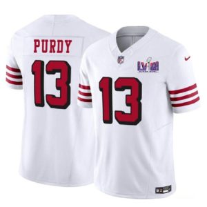 Men San Francisco 49ers #13 Brock Purdy New White 2024 F.U.S.E. Super Bowl LVIII Patch Vapor Untouchable Limited Football Stitched Jersey