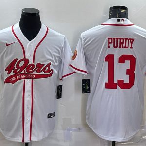 Men San Francisco 49ers #13 Brock Purdy White With Patch Cool Base Stitched Baseball Jersey