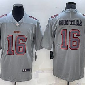 Men San Francisco 49ers #16 Joe Montana Gray Atmosphere Fashion Stitched Jersey