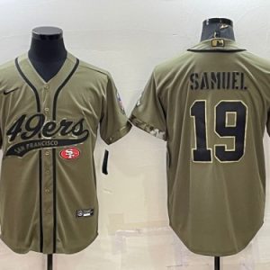 Men San Francisco 49ers #19 Deebo Samuel 2022 Olive Salute To Service Cool Base Stitched Baseball Jersey