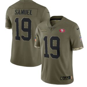 Men San Francisco 49ers #19 Deebo Samuel 2022 Olive Salute To Service Limited Stitched Jersey