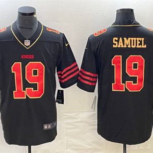 Men San Francisco 49ers #19 Deebo Samuel Black Gold Football Stitched Jersey