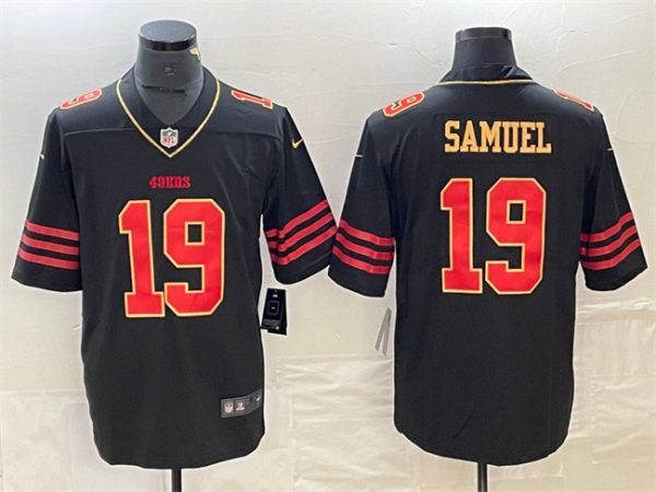 Men San Francisco 49ers #19 Deebo Samuel Black Gold Football Stitched Jersey