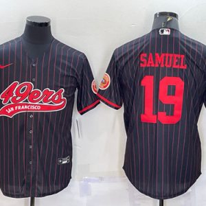 Men San Francisco 49ers #19 Deebo Samuel Black With Patch Cool Base Stitched Baseball Jersey