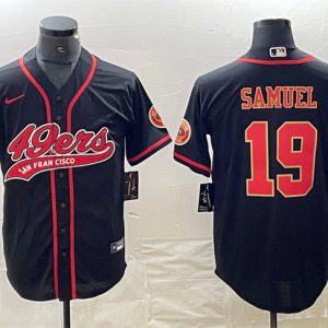 Men San Francisco 49ers #19 Deebo Samuel Black With Patch Cool Base Stitched Baseball Jersey