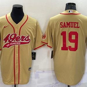 Men San Francisco 49ers #19 Deebo Samuel Gold With Patch Cool Base Stitched Baseball Jersey