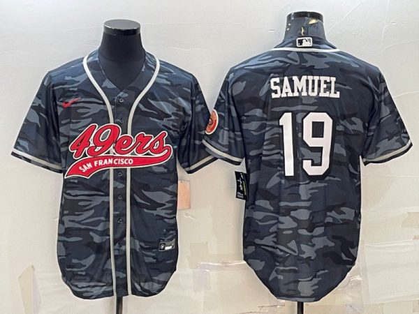 Men San Francisco 49ers #19 Deebo Samuel Gray Camo With Patch Cool Base Stitched Baseball Jersey