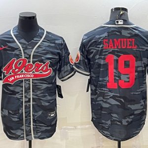 Men San Francisco 49ers #19 Deebo Samuel Gray Red Camo With Patch Cool Base Stitched Baseball Jersey