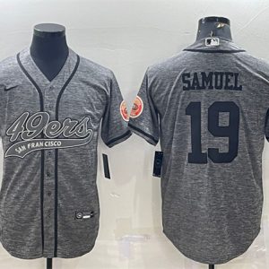 Men San Francisco 49ers #19 Deebo Samuel Gray With Patch Cool Base Stitched Baseball Jersey