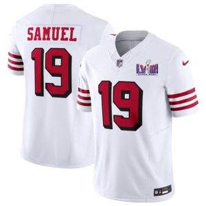 Men San Francisco 49ers #19 Deebo Samuel New White 2024 F.U.S.E. Super Bowl LVIII Patch Vapor Untouchable Limited Football Stitched Jersey