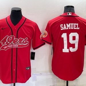 Men San Francisco 49ers #19 Deebo Samuel Red Cool Base Stitched Baseball Jersey