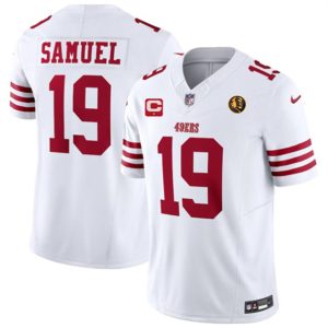 Men San Francisco 49ers #19 Deebo Samuel White 2023 F.U.S.E. With 1-star C Patch And John Madden Patch Vapor Limited Football Stitched Jersey