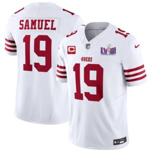 Men San Francisco 49ers #19 Deebo Samuel White 2024 F.U.S.E. Super Bowl LVIII Patch And 1-star C Patch Vapor Untouchable Limited Stitched Jersey