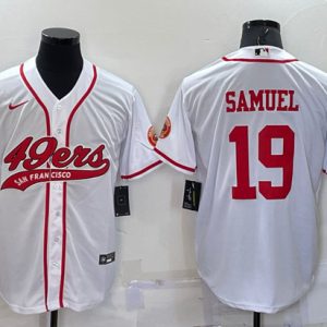 Men San Francisco 49ers #19 Deebo Samuel White With Patch Cool Base Stitched Baseball Jersey