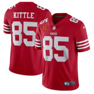 Men San Francisco 49ers 2022 #85 George Kittle Red New Scarlet With 4-star C Patch Vapor Untouchable Limited Stitched Football Jersey