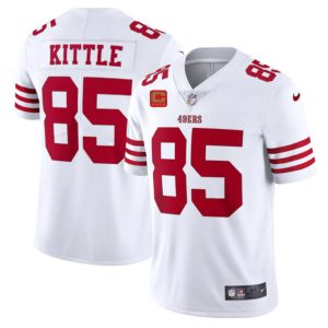 Men San Francisco 49ers 2022 #85 George Kittle White New Scarlet With 4-star C Patch Vapor Untouchable Limited Stitched Football Jersey