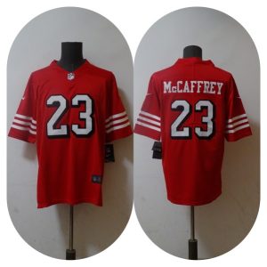 Men San Francisco 49ers #23 Christian McCaffrey 2022 Red Vapor Untouchable Stitched Jersey