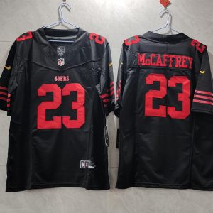 Men San Francisco 49ers #23 Christian McCaffrey Black 2023 F.U.S.E. Vapor Untouchable Limited Stitched Football Jersey