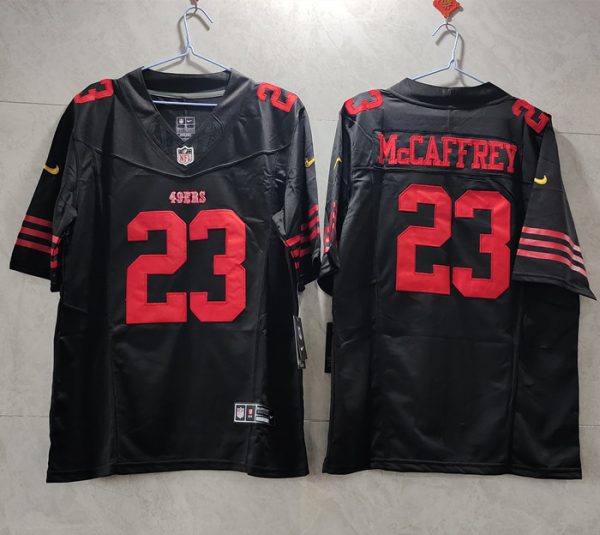 Men San Francisco 49ers #23 Christian McCaffrey Black 2023 F.U.S.E. Vapor Untouchable Limited Stitched Football Jersey