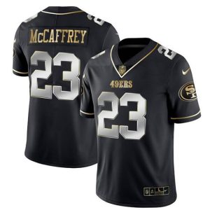 Men San Francisco 49ers #23 Christian McCaffrey Black Gold Stitched Jersey