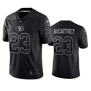 Men San Francisco 49ers #23 Christian McCaffrey Black Reflective Limited Stitched Football Jersey