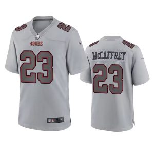 Men San Francisco 49ers #23 Christian McCaffrey Gray Atmosphere Fashion Stitched Game Jersey