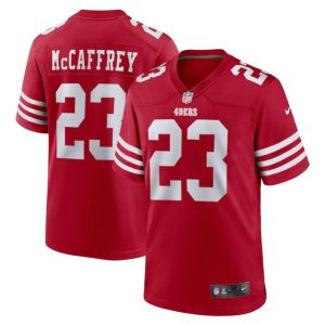 Men San Francisco 49ers #23 Christian McCaffrey Red 2022 Stitched Game Jersey