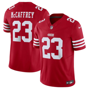 Men San Francisco 49ers #23 Christian McCaffrey Red 2023 F.U.S.E. Vapor Untouchable Limited Stitched Football Jersey