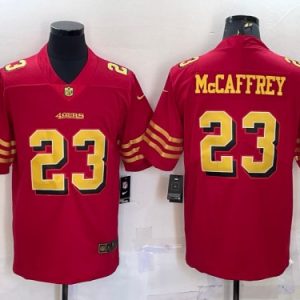 Men San Francisco 49ers #23 Christian McCaffrey Red Gold Vapor Untouchable Limited Stitched Jersey