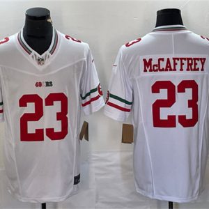 Men San Francisco 49ers #23 Christian McCaffrey White 2023 F.U.S.E. Vapor Untouchable Limited Football Stitched Jersey