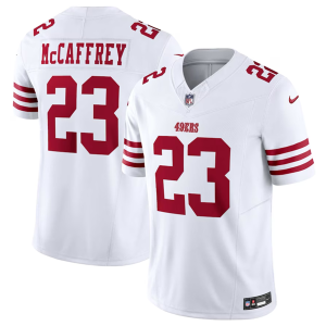 Men San Francisco 49ers #23 Christian McCaffrey White 2023 F.U.S.E. Vapor Untouchable Limited Stitched Football Jersey