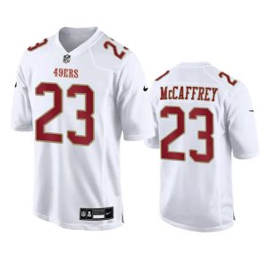 Men San Francisco 49ers #23 Christian McCaffrey White Fashion Limited Football Stitched Game Jersey