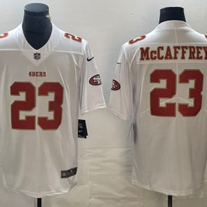 Men San Francisco 49ers #23 Christian McCaffrey White Vapor Untouchable Limited Football Stitched Jersey