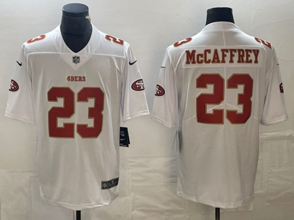 Men San Francisco 49ers #23 Christian McCaffrey White Vapor Untouchable Limited Football Stitched Jersey