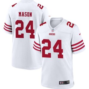 Men San Francisco 49ers #24 Jordan Mason White Football Stitched Game Jersey