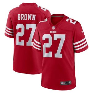 Men San Francisco 49ers #27 Ji'Ayir Brown Red Game Football Stitched Jersey