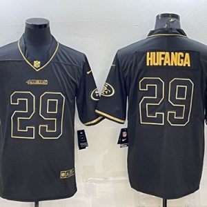 Men San Francisco 49ers #29 Talanoa Hufanga Black Golden Edition Limited Stitched Jersey