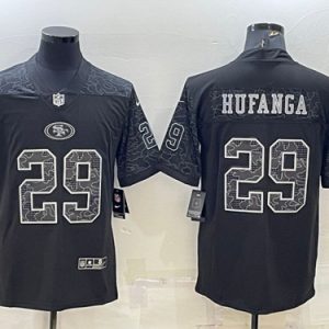 Men San Francisco 49ers #29 Talanoa Hufanga Black Reflective Limited Stitched Football Jersey